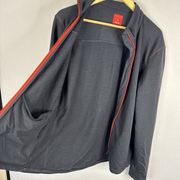 Icebreaker Merino Wool Full Zip Jacket Black Red Trim Men’s Large - Picture 4 of 5